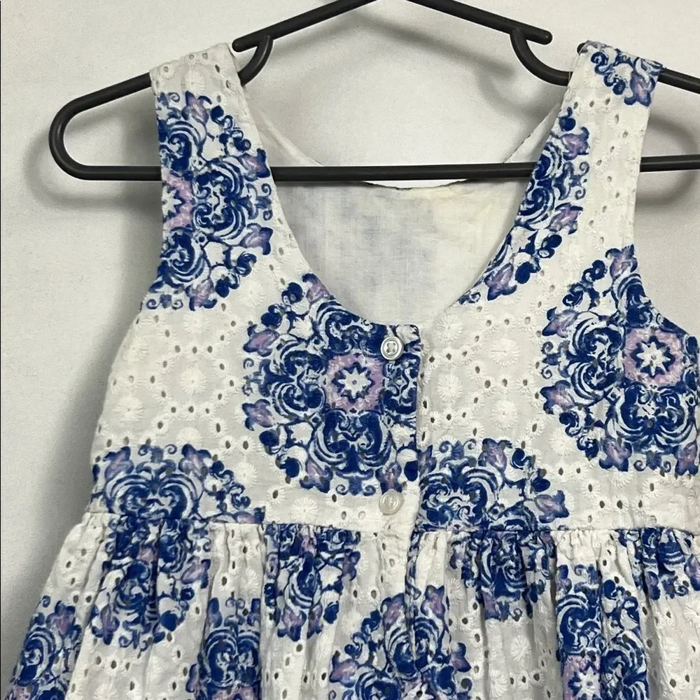 Janie and Jack White and blue floral eyelet dress size 2T
